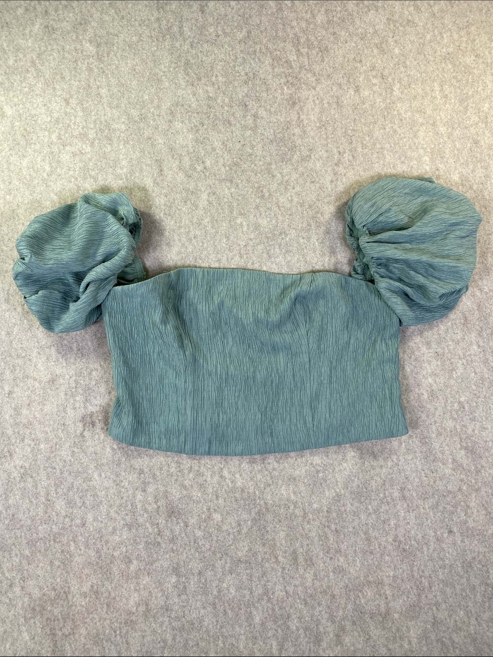 Abercrombie & Fitch Puff-Sleeve Seafoam Cropped Top